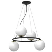 Lampy sufitowe - Czarne koło wiszące z białymi kloszami LX 5677 z serii BOLTI - miniaturka - grafika 1