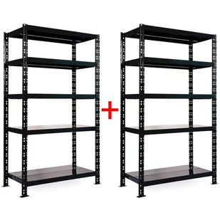 Regał półkowy 1+1 GRATIS, 1800x1600x600 mm, 5 półek, nośność półki 200 kg, podstawowy - Szafy i regały magazynowe - miniaturka - grafika 3