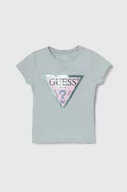 Koszulki dla dziewczynek - Guess t-shirt dziecięcy kolor niebieski - miniaturka - grafika 1