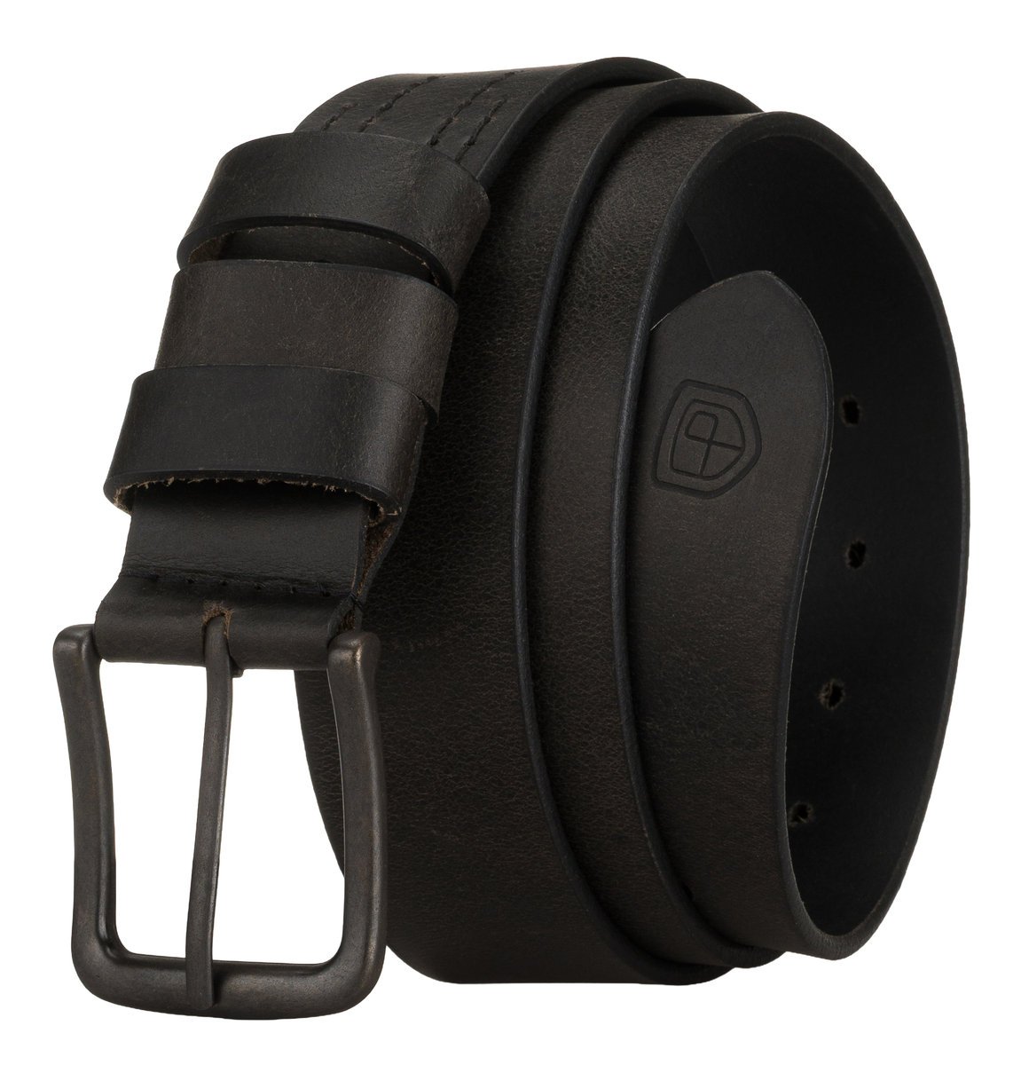 Pasek męski szeroki PETERSON skórzany klasyczna klamra do jeansów casualowy elegancki czarny