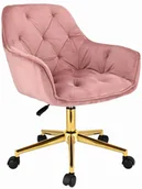 Fotele i krzesła biurowe - Pikowane różowe obrotowe krzesło w stylu glamour P4-T19 - miniaturka - grafika 1
