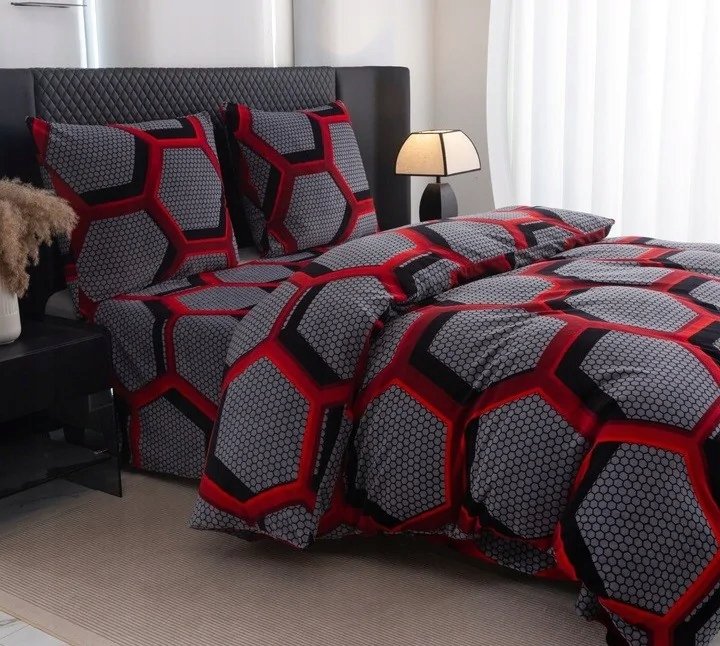 Pościel Gruba Z Mikrofibry Miś 160x200cm 3cz Sześciokąty Plastry Miodu