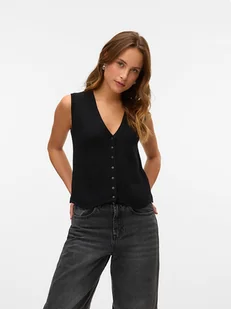 Vero Moda Top dzianinowy w kolorze czarnym - Koszulki i topy damskie - miniaturka - grafika 1