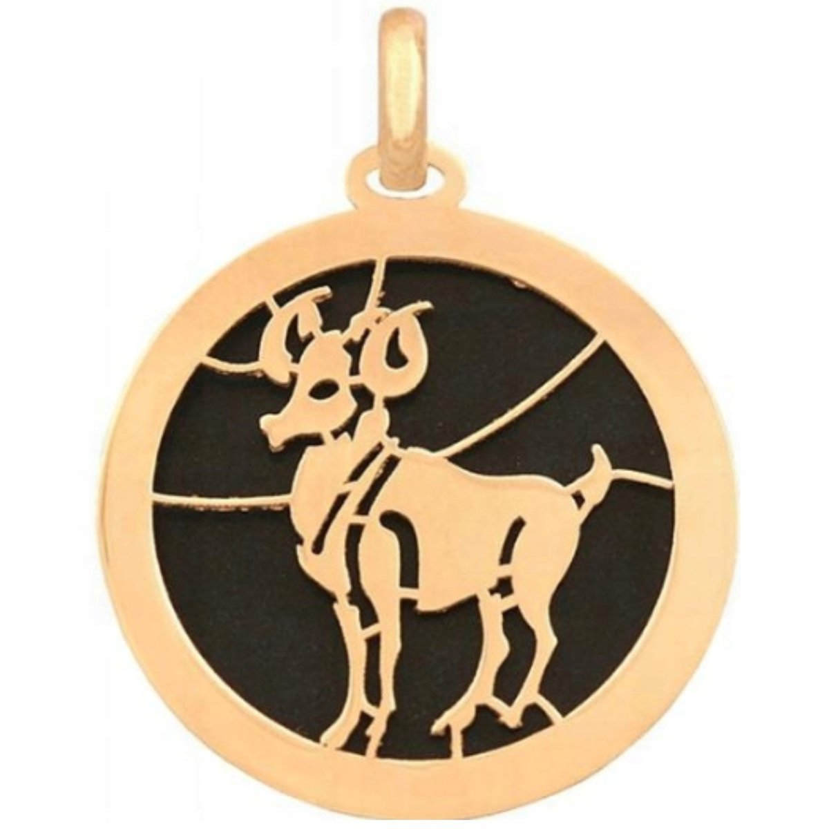 ZŁOTA PRZYWIESZKA 585 ZNAK ZODIAKU BARAN ONYKS modny wzór na prezent 14k