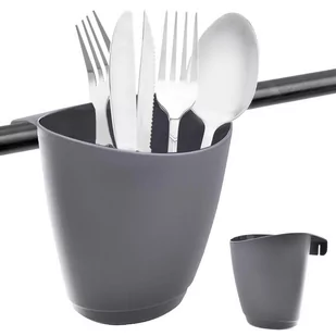 Orion Ociekacz organizer zawieszany na reling pojemnik na sztućce przybory noże kuchenne szary radka O-155204 + O-155204 - Suszarki do naczyń - miniaturka - grafika 1