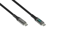 Kable USB - GoodConnections Kabel przyłączeniowy USB-C 2.0 (ST-ST) 1m z wyświetlaczem cyfrowym kurtka tekstylna 100W czarny - miniaturka - grafika 1