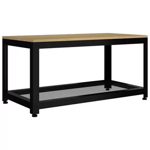 Lumarko Stolik kawowy, jasnobrązowo-czarny, 90x45x45 cm MDF i żelazo - Ławy i stoliki kawowe - miniaturka - grafika 3