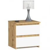 Szafki nocne - Szafka skandynawska nocna z szufladami dąb artisan biały + D5-K18 - miniaturka - grafika 1