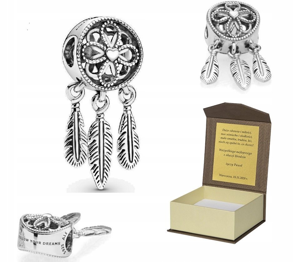 Zawieszka Charms Srebro ŁAPACZ SNÓW DEDYKACJA C1