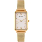 Zegarki damskie - Złoty damski zegarek prostokąt z bransoletką PACIFIC X6206-04 - miniaturka - grafika 1