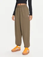 Spodnie sportowe damskie - adidas Spodnie dresowe Essentials Fleece Boyfriend JIY9692 Khaki Loose Fit - miniaturka - grafika 1