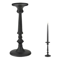 Świeczniki - Home Styling Collection Świecznik metalowy stojak podstawka na świecę świeczkę czarny loft wysoki 30 cm - miniaturka - grafika 1