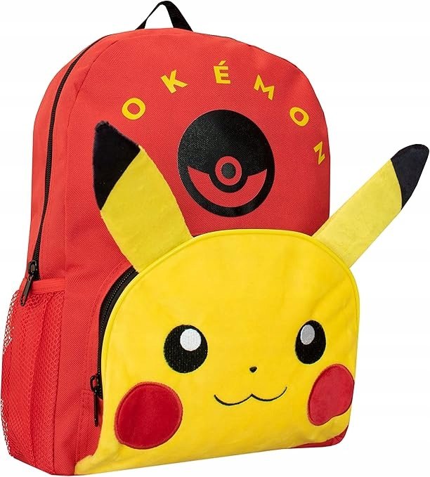 Plecak Dziecięcy Pokemon Pikachu 3D Z Uszami Czerwony Do Przedszkola