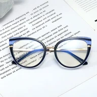 Okulary korekcyjne, oprawki, szkła - Okulary kocie do komputera damskie z filtrem BLUE Light zerówki 2582-4 - miniaturka - grafika 1