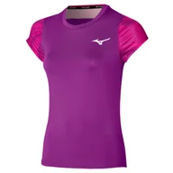 Koszulki sportowe damskie - Koszulka damska Mizuno  Charge Printed Tee  Purple Magic  XL - miniaturka - grafika 1