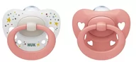 Smoczki uspokajające - Smoczek Silikonowy Signature 0-6M 2Szt Różowy Gwiazdki  Nuk - miniaturka - grafika 1