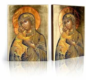Ikony i obrazy sakralne - Ikona religijna Matka Boża z Dzieciątkiem Jezus (Eleusa) - miniaturka - grafika 1