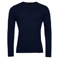 Swetry męskie - Sweter męski Superdry Essential Slim Fit Crew wełniany granatowy-M - miniaturka - grafika 1