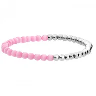 Bransoletki - Różowo-srebrna bransoletka damska z kamieni i stali szlachetnej - Manoki - miniaturka - grafika 1