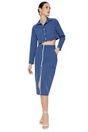 Koszule damskie - Trendyol Damska koszula o regularnym kroju z kołnierzykiem, granatowy, 60 - miniaturka - grafika 1