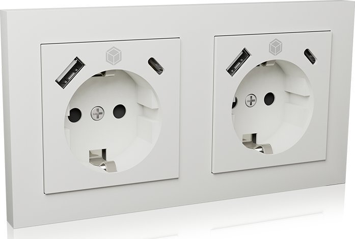 Icy Box ICY BOX flush-mounted socket set IB-MPS4200W-PD, with USB PD charging function white, 2 pieces