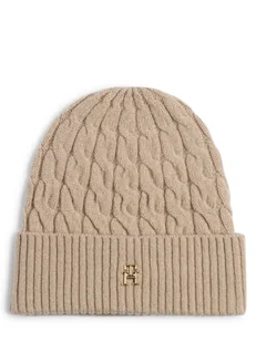 Tommy Hilfiger Czapka damska z zawartością wełny Kobiety Wełna beżowy jednolity, ONE SIZE - Czapki damskie - miniaturka - grafika 1