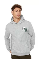 Bluzy męskie - Trendyol Męska bluza z kapturem miasto i sceny przyrodnicze, szary melanż, XXL - miniaturka - grafika 1