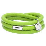 Bransoletki - Zielona bransoletka damska ze skóry naturalnej - Manoki - miniaturka - grafika 1