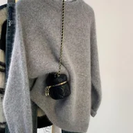 Swetry damskie - TEMU 2025 Nowy Casualowy Wszechstronny Puszysty Sweter Świąteczny dla Kobiet, Sweter na Jesień i Zimę Warstwa Bazowa - miniaturka - grafika 1