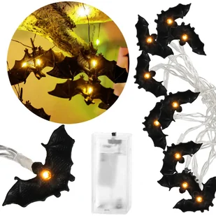 Dekoracje Na Halloween Łańcuch Świetlny Nietoperze Girlanda 10 Led - Dekoracje sali - miniaturka - grafika 1