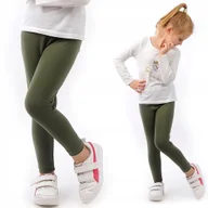 Legginsy - Legginsy dziecięce długie bawełniane klasyczne Khaki 98 - miniaturka - grafika 1