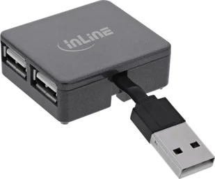 InLine InLine® USB 2.0 4-Port Hub, USB-A male to 4x USB-A female, black, 4cm, slim design - Kable komputerowe i do monitorów - miniaturka - grafika 1