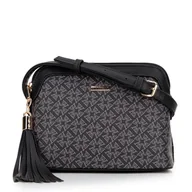 Torebki damskie - Damska crossbody z ekoskóry w monogram czarna - miniaturka - grafika 1