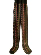 Rajstopy - KREBO Rajstopy Dziewczęce Czarne w Kwiaty i Serca Rozmiar 128-134 cm - miniaturka - grafika 1