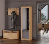 Meble do przedpokoju - Jednodrzwiowa szafa do korytarza z lustrem dąb Umeblowana.com - miniaturka - grafika 1