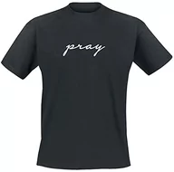 Koszulki męskie - Mister Tee Męski T-shirt Pray Emb czarny czarny M MT887 - miniaturka - grafika 1