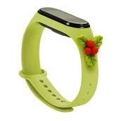 Akcesoria do smartwatchy - Strap Xmas opaska do Xiaomi Mi Band 6 / Mi Band 5 świąteczny silikonowy pasek bransoletka zielony (jemioła) - miniaturka - grafika 1