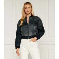 Kurtki damskie - Armani Exchange Jeansowa kurtka bomber - miniaturka - grafika 1