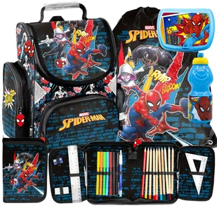 5ELEM ZESTAW Szkolny tornister Spiderman Spider-Man piórnik worek bidon śniadaniówka - Bidony dla dzieci - miniaturka - grafika 1
