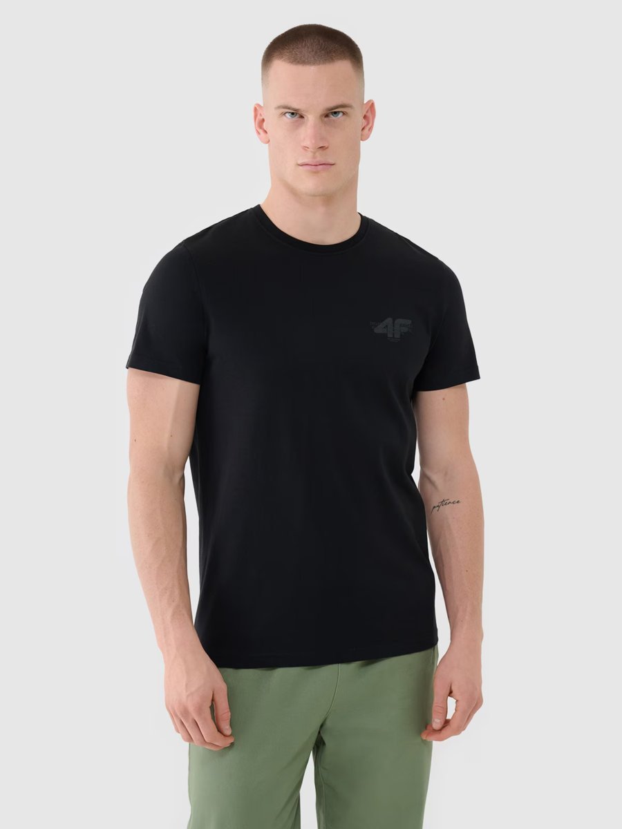 4F T-shirt męski regular z nadrukiem 4FWSS25TTSHM1974-20S Czarny Roz. S