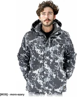 Kurtki męskie - LH-ORKAN-J - męska kurtka ochronna stójka podszyty polarem dopinany kaptur softshell ocieplana wiatro i wodoodporna elastyczna z - moro-szary 2XL - miniaturka - grafika 1