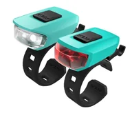 Lampki rowerowe - Kellys Zestaw lampek rowerowych vega usb turkusowy ZESTAW OŚWIETLENIA VEGA TURQUOISE - miniaturka - grafika 1