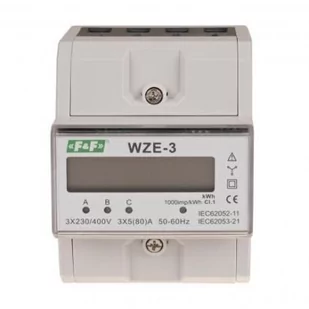 F&F Wskaźnik energii elektrycznej, 3-fazowy z wyświetlaczem LCD WZE-3 WZE-3 - Liczniki energii elektrycznej - miniaturka - grafika 1