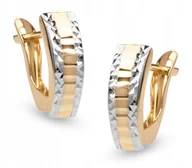 Kolczyki - ZŁOTE KOLCZYKI DIAMENTOWANE ANGIELSKIE 333 - miniaturka - grafika 1