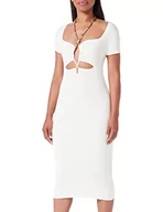 Sukienki - PINKO Damska sukienka z cyrkoniami, luźna sukienka, Z07_jedwabna biel, XS, Z07_jedwabisty biały, XS - miniaturka - grafika 1