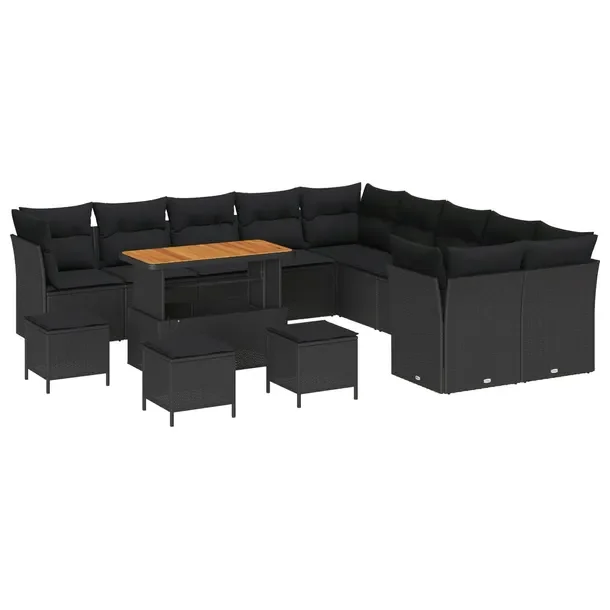 Zestaw Sof Ogrodowych Rattanowych, Czarny, 5 Elementów, UV-odporny