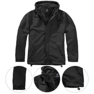 Odzież trekkingowa damska - Kurtka turystyczna męska Brandit Frontzip Windbreaker Czarna - miniaturka - grafika 1