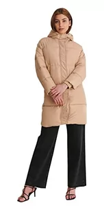 NA-KD Wyściełana długa kurtka damska z długim rękawem, beżowy, 42 - Kurtki damskie - miniaturka - grafika 1