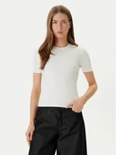 Koszulki i topy damskie - Calvin Klein T-Shirt LV044D246G Écru Slim Fit - miniaturka - grafika 1