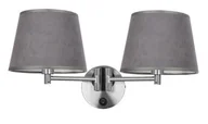 Lampy ścienne - IBIS LAMPA KINKIET SATYNOWY 2X40W E14 ABAŻUR GRAFITOWY - miniaturka - grafika 1